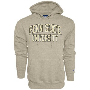 natural oatmeal hooded sweatshirt with Penn State arched above University